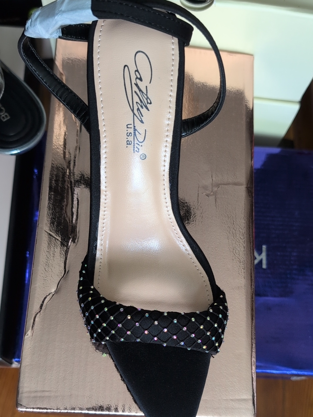 Capelli New York Black Crystal-Embellished Pointed Toe Heel